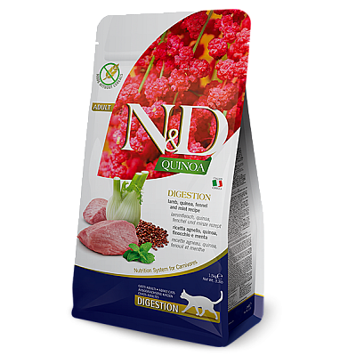 Сухий дієтичний корм Farmina N&D Quinoa Digestion для дорослих котів, у разі порушень травлення, ягня та кіноа